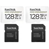 Image de 2PCS Carte mémoire micro sdxc Sandisk High Endurance 128 Go Video Class V30 / UHS-I U3 / Class10 lecture 100MB/s écriture 40MB/s