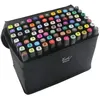Image de Kit de 80 Feutres Marqueur Huile-alcool Double 1mm-6mm 80 Couleurs Graphique + Sac de Crayon pour la décoration intérieure Noir