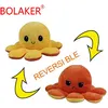 Image de Poulpe en peluche réversible double face BOLAKER 10*20cm, Jaune + orange