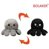 Image de Peluche douce pieuvre réversible BOLAKER® 20cm, Gris et noir