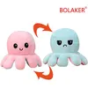 Image de Peluche douce pieuvre réversible BOLAKER® 20cm, Rose et bleu clair