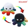 Image de Peluche douce pieuvre réversible BOLAKER® 20cm,blanc et noir