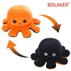 Image de Peluche douce pieuvre réversible BOLAKER® 20cm, Orange et noir