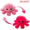 Image de Peluche douce pieuvre réversible BOLAKER® 20cm, Rose et rouge