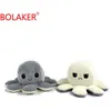 Image de Peluche douce pieuvre réversible beige et grise BOLAKER®
