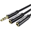 Image de Vention Splitter stéréo 3.5mm mâle vers 2x 3.5mm femelle 0.3m BBSBY Black (0.30 m), Câble audio
