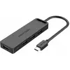 Image de Vention Hub USB-C vers USB3.0 x 4 avec alimentation électrique Juodas 0.15m (USB-C, 5 ports), Station d'accueil + hub USB, Noir