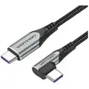 Image de Vention TAKHF Câble d'angle USB-C vers USB-C 5A (gris) (1 m, USB 2.0, 100 W), Câble USB