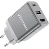 Image de Vention FJAH0-UE USB(C+A)+HDMI GaN mains charger (60W/5W/4K@60Hz) (grey) (65 W, 3 ports), Chargeur USB, Gris