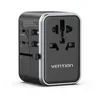 Image de Adaptateur de voyage universel Vention GaN 4 ports USB (2×USB-C + 2×USB-A) 65W Noir