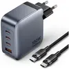 Image de Vention Chargeur d'énergie 3x USBC1x USBA avec câble USBC vers USBC (100 W, 4 ports), Chargeur USB, Gris, Noir