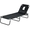 Image de Transat de jardin chaise longue pliante bain de soleil pour lecture noir