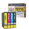 Image de 123CONSOMMABLES - T0715 - Pack pour Epson T0715 T0711 T0712 T713 T0714 - cartouches compatible avec Epson Stylus SX218 SX400 SX510W SX515W DX7450 DX8450 (1 Noir / 1 Cyan / 1 Magenta / 1 Jaune)