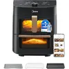 Image de Midea Friteuse à air chaud double zone, antiadhésive, lavable au lave-vaisselle, 8-en-1, avec application, Friteuse, Or, Noir