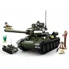 Image de Jeu de construction brique emboitable Sluban wwii 2ème guerre mondiale tank char d’assaut allié hunter armé militaire m38 b0689 soldats articulés 2 en 1