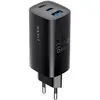 Image de Havit UC20 - GaN 65 W Reiseladegerät mit drei Anschlüssen schwarz (65 W, 3 ports), Chargeur USB, Noir