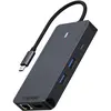 Image de Rapoo Adaptateur USB-C multiport 10-in (USB-C, 10 ports), Station d’accueil + hub USB, Gris, Noir
