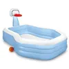 Image de Piscine gonflable Intex octogonale avec panier de basket Bleu et Blanc