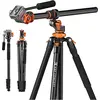 Image de K&F Concept T254A7+FH-03 Magnesium Aluminum Alloy Tripod (Métal), Trépied, Noir, Orange