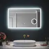 Image de SIRHONA 3X loupe Miroir LED Salle de Bain avec éclairage, Miroir avec Horloge Numérique, Miroir Lumineux Salle de Bain Anti-Buée, 80/100x60cm