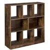 Image de bibliothèque en bois avec cubes ouverts et étagères - 86 x 28 x 94.5 cm - marron rustique