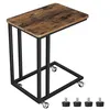 Image de Table basse VASAGLE, avec structure en métal et roulettes, marron rustique LNT50X