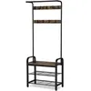 Image de portemanteau lawson - 72 x 33,7 x 183 cm - brun rustique / noir