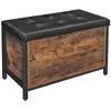 Image de Banc avec coffre de rangement VASAGLE Cuir synthétique noir, Brun rustique LSC80BX