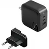 Image de Energea  ad. siec. 1xUSB+2xUSB-C PD-PPS-QC 3.0 66W 2C1A czarny/black US+UE Travelite GAN66 (66 W, 3 ports), Chargeur USB, Noir