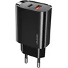 Image de Usams T35 1x chargeur USB-A 1x USB-C 3 A (CC121TC02) (20 W, 1 portion), Chargeur USB, Noir