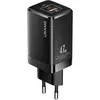 Image de Usams  ad. siec. T41 USB-C+USB GaN 47W PD+QC (only head) Fast Charging czarny/black CC137TC01 (US-CC (47 W, 2 ports), Chargeur USB, Noir
