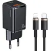 Image de Usams  ad. siec. 1xUSB-C+1xUSB T43 33W PD3.0 +QC3.0 + câble U63 USB-C na lightning czarny/black USK (33 W, 2 ports), Chargeur USB, Noir