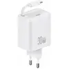Image de Usams  ad. siec. 1xUSB-C ze zwijanym kablem USB-C Retractable PD+QC 30W Gan Fast Charging bia y/whit (30 W, 2 ports), Chargeur USB, Blanc