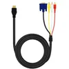 Image de Câble Vidéo HDMI vers VGA Mâle et 3 RCA Mâles 1.5m LinQ Noir