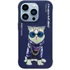Image de Audi Nimmy case iPhone 15 Pro 6.1" blue Glasses Cool Cat (Apple iPhone 15 Pro), Coque pour téléphone portable, Bleu