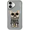 Image de Dog & Bone Nimmy case iPhone 16 6.1" gray Glasses Cool Dog (Apple iPhone 16), Coque pour téléphone portable, Argent, Gris
