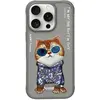 Image de Nimmy case iPhone 16 Pro 6.3" gray Glasses Cool Cat (Apple iPhone 16 Pro), Coque pour téléphone portable, Gris, Argent