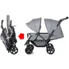 Image de Poussette Double GIANTEX pour Jumeaux Plus de 6 Mois Poussette Canne de Bébé Pliable avec 4 Roues Capote Réglable Capacité de Charge Max.15KG 123 x 57 x 95-110 cm Gris