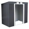 Image de CostwayAbri de Jardin en Tôle Galvanisée Cabane de Rangement à Outils Porte Double 2 Aérations, 213x130x173cm, Gris et Blanc