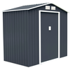 Image de CostwayAbri de Jardin en Métal Cabane de Jardin Cabane à Outils en Tôle Galvanisée 2 Portes 2 Fenêtres, 213x127x185cm, Gris