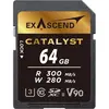Image de Exascend Carte SDXC 64 Go UHS-II V90 R300/W280 série Catalyst (Nouveauté) (64 Go, SDXC, U3, UHS-II), Carte mémoire, Noir