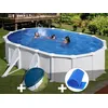 Image de Kit piscine acier blanc Gré Atlantis ovale 5,27 x 3,27 x 1,32 m + Bâche hiver + Bâche à bulles