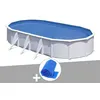 Image de Kit piscine acier blanc Gré Fidji ovale 6,34 x 3,99 x 1,22 m + Bâche à bulles
