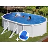 Image de Kit piscine acier blanc Gré Atlantis ovale 6,34 x 3,99 x 1,32 m + Bâche à bulles
