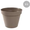 Image de Lot de 2 Pots de fleur rond Toscane Ø 60 x H.47 cm Taupe - Eda