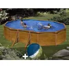 Image de Kit piscine acier aspect bois Gré Sicilia ovale 5,27 x 3,27 x 1,22 m + Bâche hiver