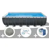 Image de Pack piscine tubulaire Intex Ultra XTR Frame rectangulaire 7,32 x 3,66 x 1,32 m + Bâche à bulles + 20 kg de zéolite + Kit d'entretien