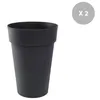 Image de Lot de 2 Pots de fleur rond Toscane Ø 44 x H.53 cm Anthracite - Eda