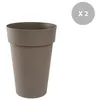 Image de Lot de 2 Pots de fleur rond Toscane Ø 44 x H.53 cm Taupe - Eda
