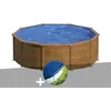 Image de Kit piscine acier aspect bois Gré Sicilia ronde 3,20 x 1,22 m + Bâche hiver